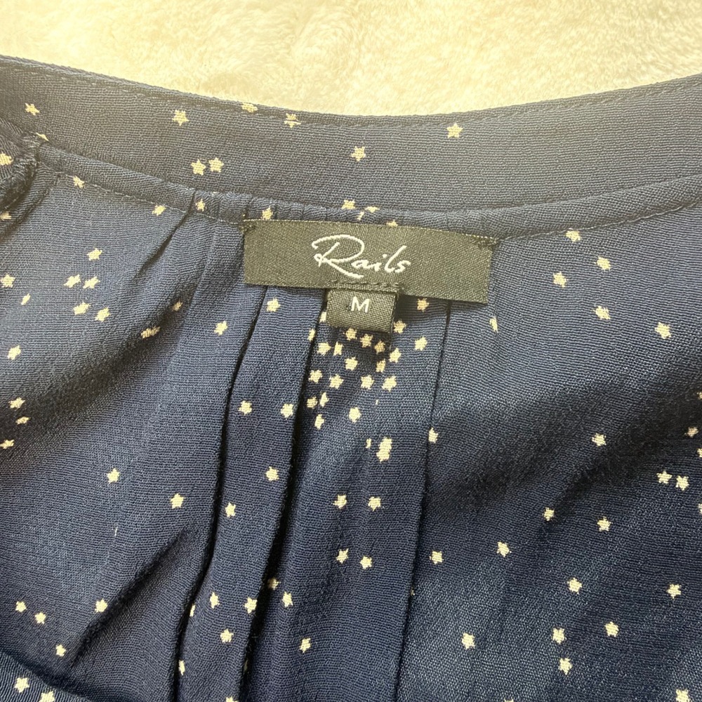 Rails Star Constellation Smocked Mini Dress Navy Blue Womens Medium - Picture 4 of 10